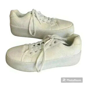 Nasty Gal White Chunky Platform Canvas Sneakers Size 6